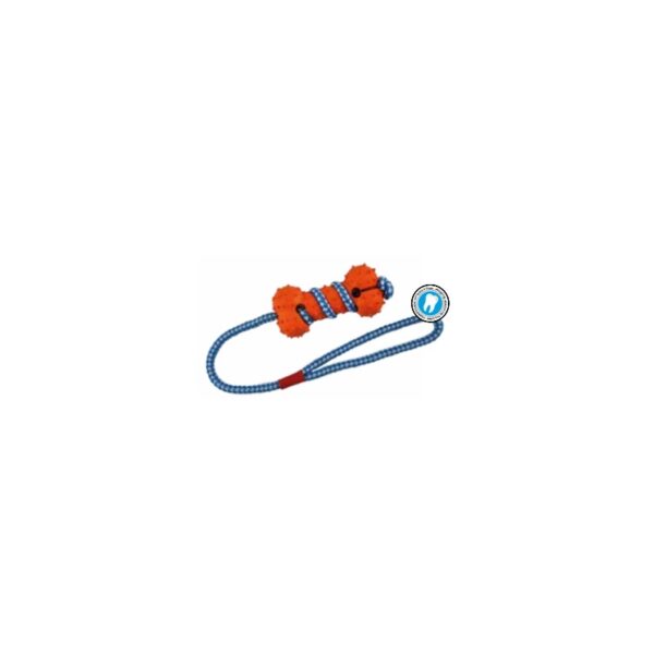 IMAC žaislas šuniui guminis kaulas su virve