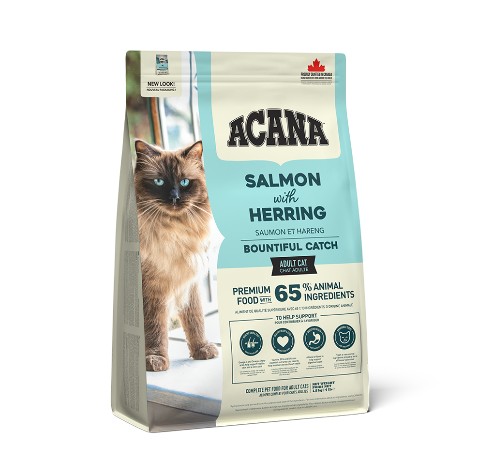 Acana-Bountiful-Catch-kaciu-pasaras „Acana” Bountiful Catch Cat sausas pašaras katėms.