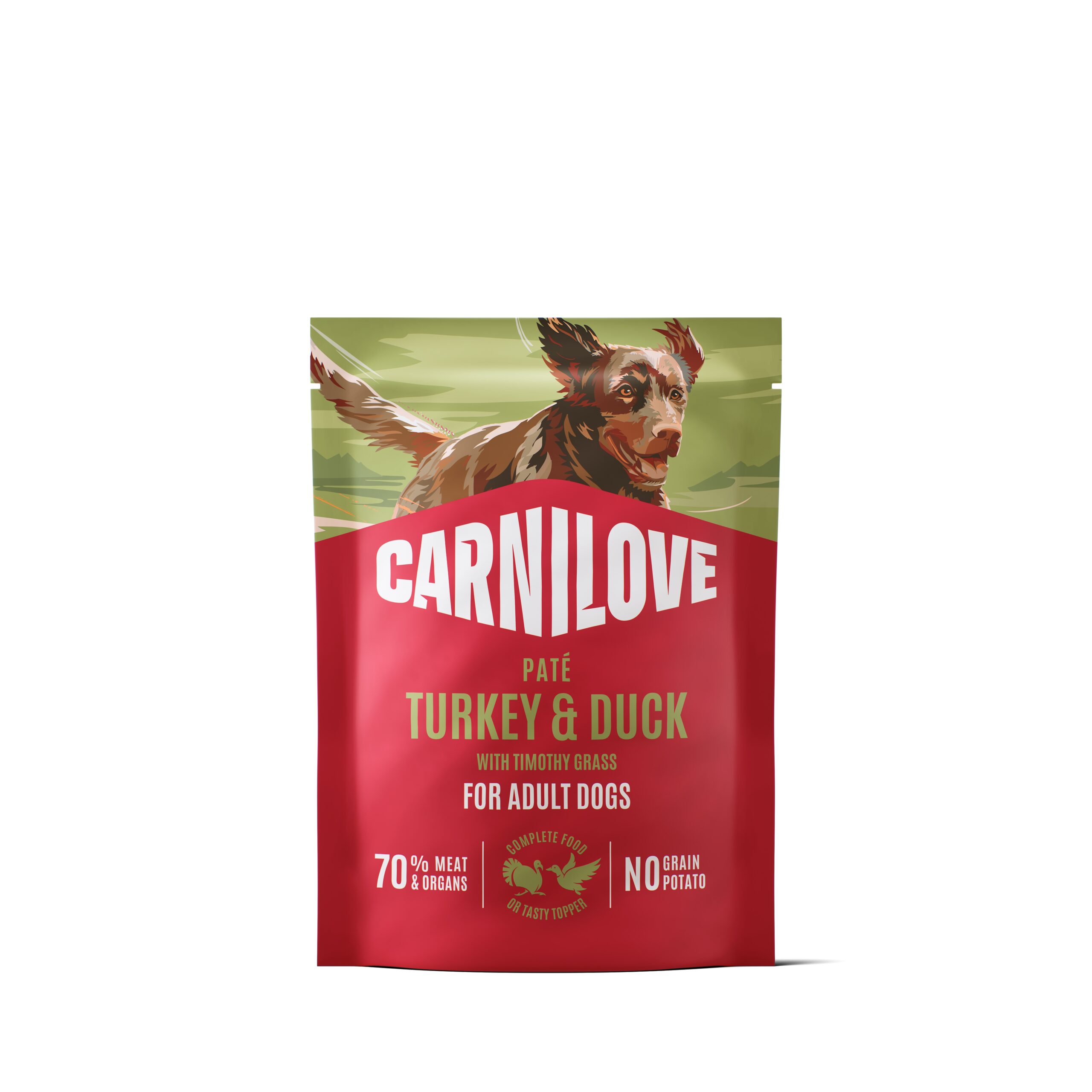 CARNILOVE-Dog-POUCH-Paté-Duck-with-Timothy-Grass-300G „Carnilove” Pate Duck & Timothy Grass - paštetas šunims su kalakutiena ir antiena.