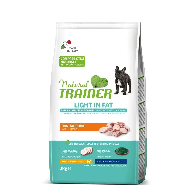 natural-trainer-light-in-fat-mini-turkey „Natural Trainer” Adult Ideal Weight Mini visavertis pašaras suaugusiems mažų veislių šunims su kalakutiena.