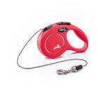 FLEXI New classic XS cord automatinis pavadėlis šunims iki 8kg, virvė 3m, raudonas