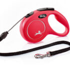 FLEXI New classic M cord automatinis pavadėlis šunims iki 25kg, virvė 5 m, raudonas