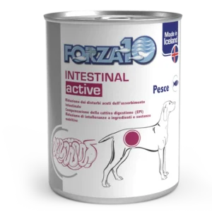 FORZA10 Intestinal ACTIWET Fish– dietinis visavertis šlapias ėdalas suaugusiems šunims, turintiems virškinimo sutrikimų, ūminių žarnyno absorbcijos sutrikimų bei esant egzokrininiam kasos nepakankamumui.