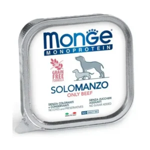 Monge Solo  vieno baltymo konservai su jautiena visų veislių suaugusiems šunims.