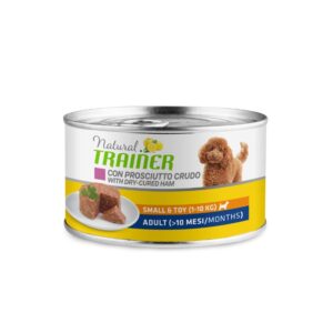 Trainer Natural konservai Adult Small/Toy Ham– visavertis pašaras mažų ir itin mažų veislių suaugusiems šunims su kumpiu.