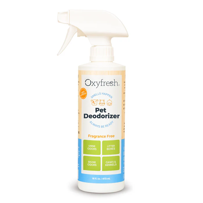 oxyfresh-pet-deodorizer-sunims Oxyfresh ® -pažangus augintinių dezodorantas.